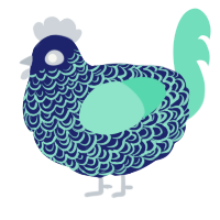 A navy and mint chicken with a double-lace pattern