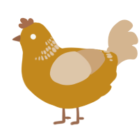 A ochre and beige chicken with a neck-band pattern