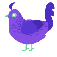A blurple and indigo chicken with a half-lace pattern