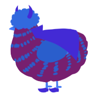 A spring and gold chicken with a bar pattern