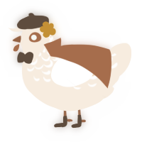 A cream chicken with a half-lace pattern