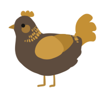 A bark and gold chicken with a neck-band pattern
