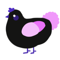 A black and lavender chicken