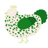 A cream and leaf chicken with a speckle pattern