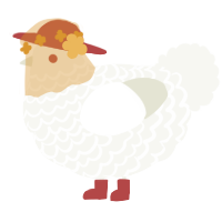 A white chicken with a lace pattern