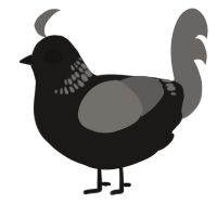 A sable and grey chicken with a neck-band pattern