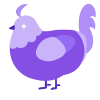 A blurple and lilac chicken with a head pattern