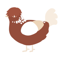 A russet and cream chicken with a neck-speckle pattern