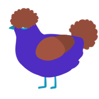 A indigo and russet chicken