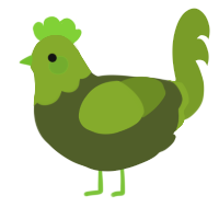 A olive and chartreuse chicken with a head pattern