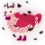 A cream and crimson chicken with a lace pattern