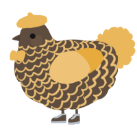 A bark and honey chicken with a lace pattern