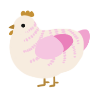 A cream and pink chicken with a half-bar pattern