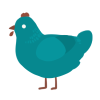 A teal chicken with a neck-band pattern