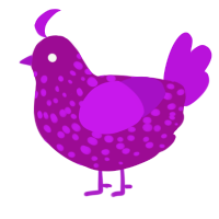 A plum and amethyst chicken with a speckle pattern