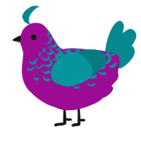 A plum and teal chicken with a half-lace pattern