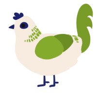 A cream and chartreuse chicken with a neck-band pattern