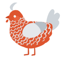A vermilion and mist chicken with a lace pattern