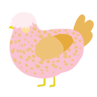A rose and honey chicken with a speckle pattern