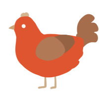 A vermilion and brown chicken