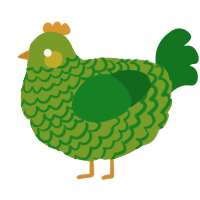 A chartreuse and leaf chicken with a lace pattern