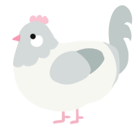 A white and silver chicken with a head pattern