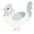 A white and silver chicken with a head pattern