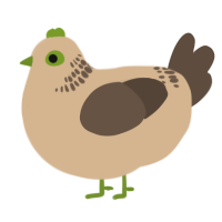 A beige and bark chicken with a neck-band pattern