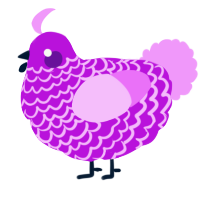 A amethyst and lavender chicken with a lace pattern