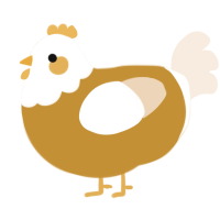 A gold and cream chicken with a head pattern