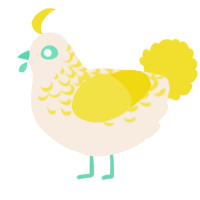 A cream and yellow chicken with a half-lace pattern