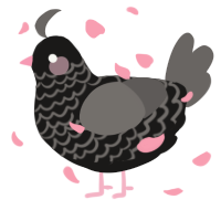 A sable and grey chicken with a lace pattern