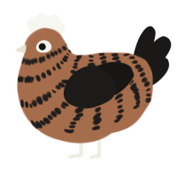 A brown and sable chicken with a bar pattern