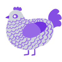 A mist and blurple chicken with a lace pattern
