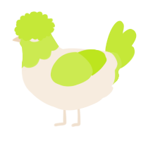 A cream and lime chicken with a head pattern