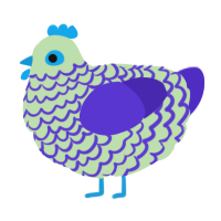 A gluppy and indigo chicken with a lace pattern