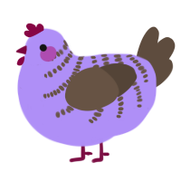 A lilac and bark chicken with a half-bar pattern