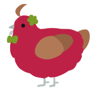 A crimson and brown chicken
