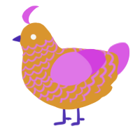 A orange and orchid chicken with a lace pattern