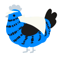 A sapphire and sable chicken with a bar pattern