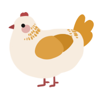 A cream and orange chicken with a neck-band pattern