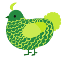 A viridian and lime chicken with a lace pattern