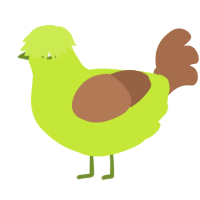 A lime and brown chicken