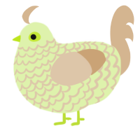 A apple and beige chicken with a lace pattern
