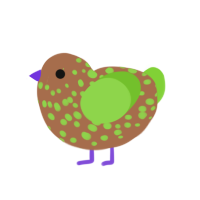 Choco Mint Chip, a brown and grass chicken with a speckle pattern