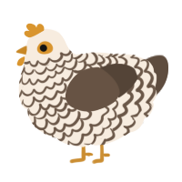 A cream and bark chicken with a lace pattern