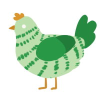 A gluppy and viridian chicken with a bar pattern