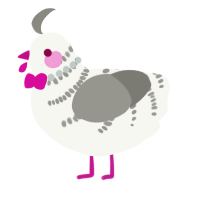 A white and ash chicken with a half-bar pattern