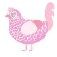 A pink and rose chicken with a lace pattern
