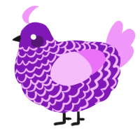 A violet and lavender chicken with a lace pattern